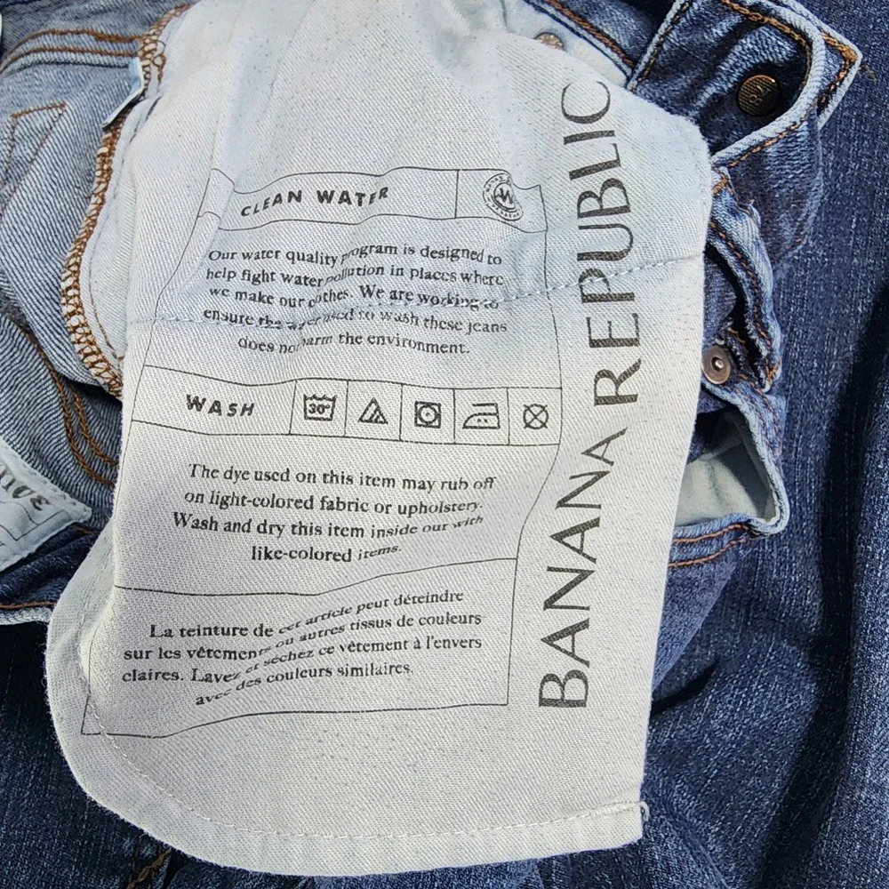 Banana Republic Mens Slim Straight Jeans 30x32 Dark Wash Stretch Cotton Spandex
